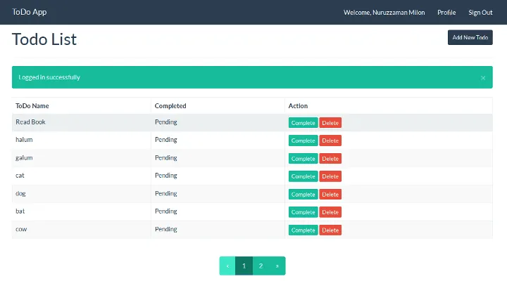Todo App - Todo List Page