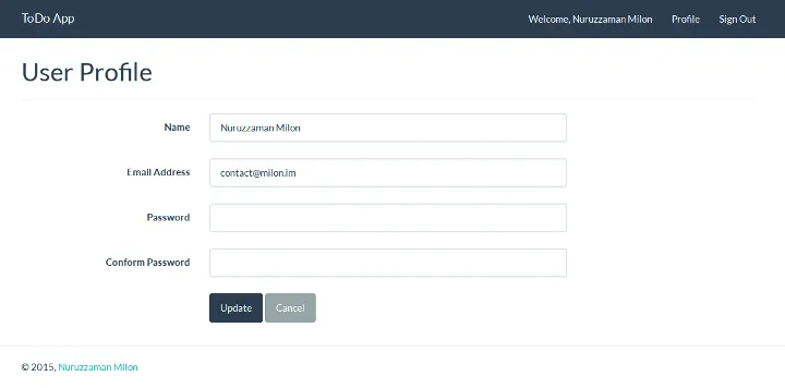 Todo App - User Profile Page